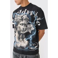 Oversize T-Shirt mit Renaissance-Print - Schwarz - L, Schwarz Oversize T-Shirt mit Renaissance-Print - Schwarz - L, Schwarz von boohooman