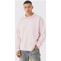 Mens Oversized Revere Neck Rugby Polo - Rosa - M, Rosa von boohooman