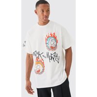 Mens Oversized Rick And Morty Cartoon License T-shirt - Weiß - XS, Weiß von boohooman