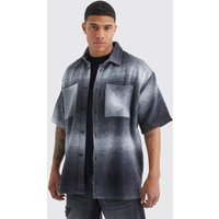 Mens Kurzärmliges kariertes Oversize Overshirt aus Fleece - Mehrfarbig - XL, Mehrfarbig von boohooman