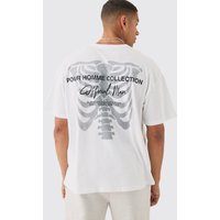 Mens Oversized Skeleton Back Print T-shirt - Weiß - M, Weiß von boohooman