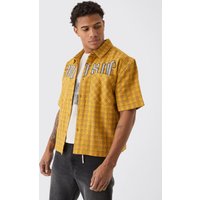 Kastiges Oversize Hemd mit doppelten Taschen - Gelb - XL, Gelb von boohooman