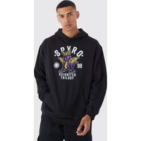 Mens Oversize Hoodie mit lizenziertem Spyro Print - Schwarz - S, Schwarz von boohooman