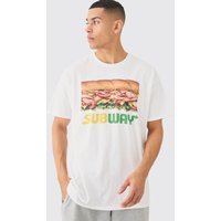 Mens Oversized Subway License T-shirt - Weiß - M, Weiß von boohooman