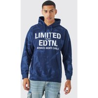 Mens Oversize Limited Edition Batik Hoodie - Blau - S, Blau von boohooman