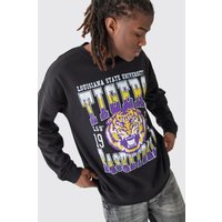 Mens Oversized Tigers License Sweatshirt - Schwarz - S, Schwarz von boohooman