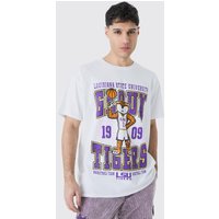 Mens Oversized Tigers License T-shirt - Weiß - S, Weiß von boohooman