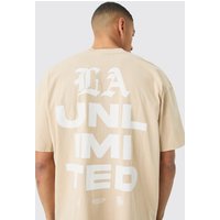 Mens Oversized Unlimited Graphic T-shirt - Beige - L, Beige von boohooman