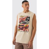 Mens Oversized Volkswagon vest - Beige - M, Beige von boohooman