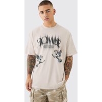 Mens Oversized Washed Blurred Renaissance T-shirt - Grau - XS, Grau von boohooman