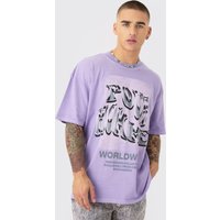 Mens Oversized Washed Homme Text Print T-shirt - Lila - L, Lila von boohooman