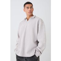 Oversize Rugby Sweatshirt-Poloshirt - Grau - L, Grau von boohooman