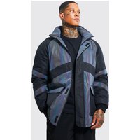 Mens Parka mit reflektierendem Detail - Grau - S, Grau von boohooman