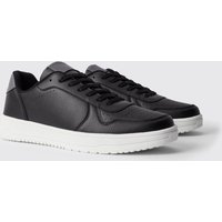 Mens Perforierte Sneaker - Schwarz - 41, Schwarz von boohooman