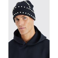 Mens Perlen-Beanie - Schwarz - ONE SIZE, Schwarz von boohooman