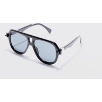 Mens Plastic Aviator Sunglasses In Black - Schwarz - ONE SIZE, Schwarz von boohooman