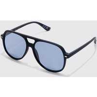 Mens Plastic Aviator Sunglasses - Schwarz - ONE SIZE, Schwarz von boohooman