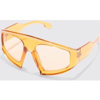 Mens Plastic Clear Sunglasses - Orange - ONE SIZE, Orange von boohooman