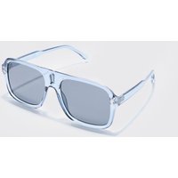 Mens Plastic Retro Sunglasses - Blau - ONE SIZE, Blau von boohooman