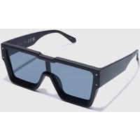 Mens Plastic Shield Lens Sunglasses - Schwarz - ONE SIZE, Schwarz von boohooman