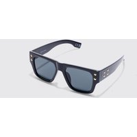 Mens Plastic Temple Detail Sunglasses - Schwarz - ONE SIZE, Schwarz von boohooman