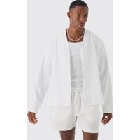 Mens Langärmliges kastiges Hemd - Weiß - XL, Weiß von boohooman