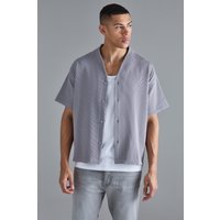 Mens Kurzärmliges kastiges Hemd - Grau - XS, Grau von boohooman