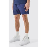 Mens Pleated Drawcord Shorts - Blau - S, Blau von boohooman