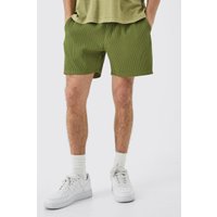 Mens Pleated Drawcord Shorts - Khaki - M, Khaki von boohooman