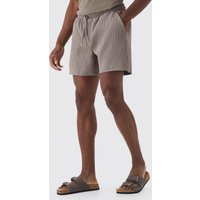 Mens Pleated Drawcord Shorts - Taupe - S, Taupe von boohooman