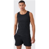 Mens Muscle-Fit vesttop und Laufshorts - Schwarz - M, Schwarz von boohooman