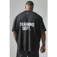 Mens Plus Active Extended Neck Training Dept. T-shirt - Schwarz - XXL, Schwarz von boohooman