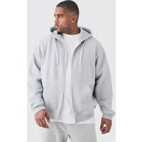 Mens Plus Basic Zip Through Hoodie In Grey Marl - Grau - XXXXL, Grau von boohooman