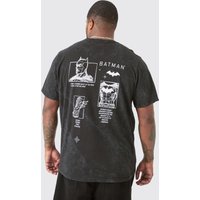 Mens Plus Batman T-shirt In Acid Wash - Grau - XXXXL, Grau von boohooman