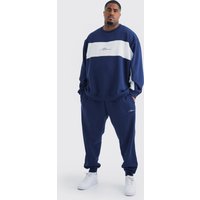 Mens Plus Colorblock Trainingsanzug - Blau - XXXL, Blau von boohooman