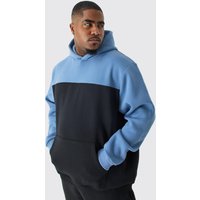 Mens Plus Colour Block Hoodie In Blue - Blau - XXL, Blau von boohooman