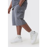 Mens Plus Elastic Relaxed Lightweight Stretch Cargo Short - Grau - XXL, Grau von boohooman