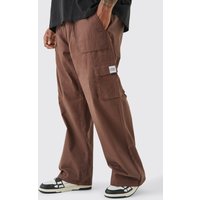 Plus lockere Cargo-Hose mit elastischem Bund und Schnalle - Braun - XXXXL, Braun von boohooman