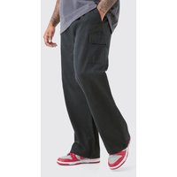 Plus lockere Twill-Cargohose mit elastischem Bund - Schwarz - XXXXL, Schwarz von boohooman