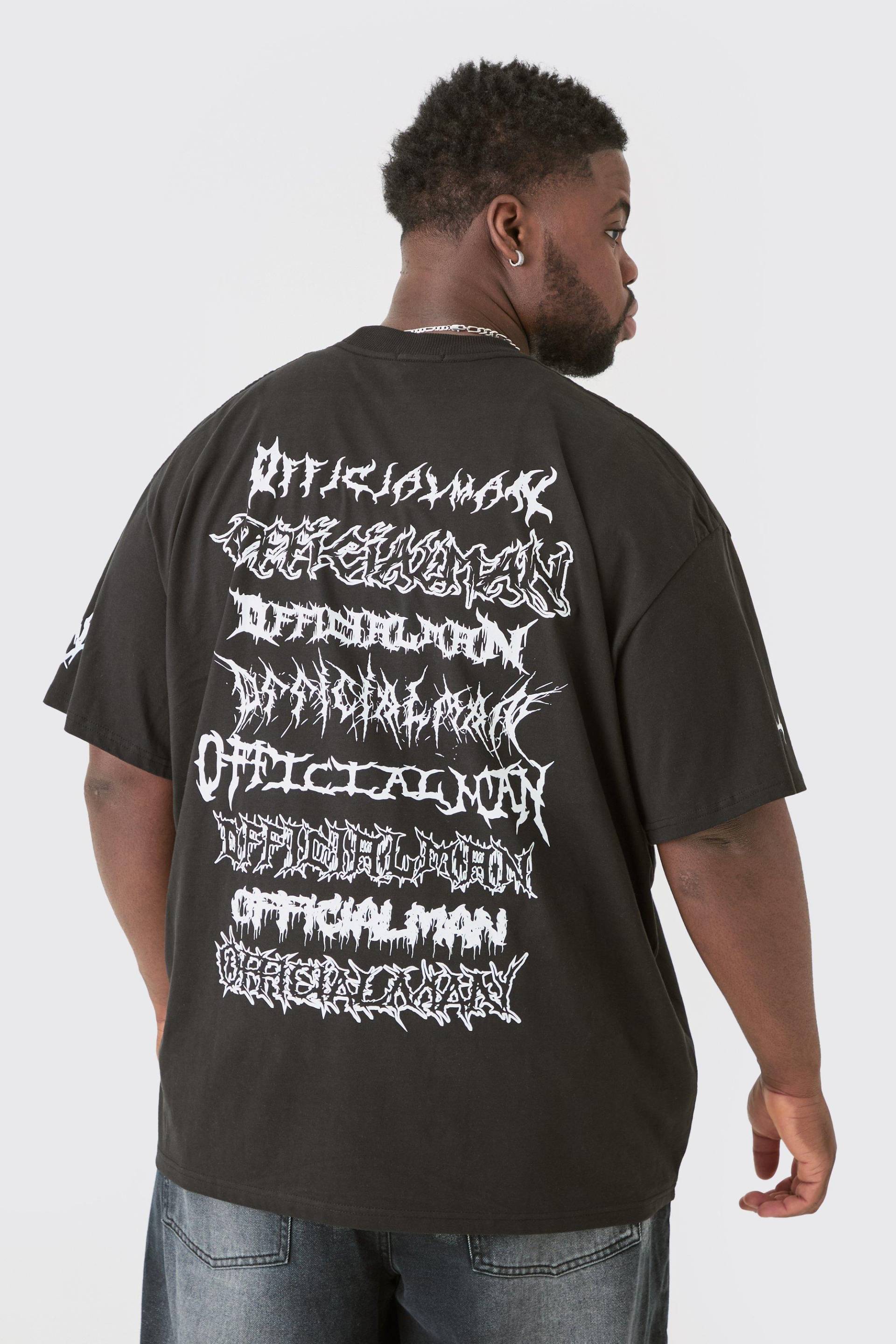 Mens Plus Extended Neck Official Man Tour T-shirt - Schwarz - XXXXXL, Schwarz von boohooman