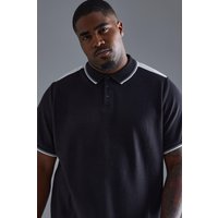 Mens Plus Poloshirt mit Schulterstreifen - Schwarz - XXL, Schwarz von boohooman