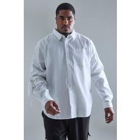 Mens Plus langärmliges Hemd - Weiß - XXL, Weiß von boohooman