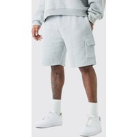 Mens Plus Loose Fit Cargo Jersey Short - Grau - XXXXXL, Grau von boohooman