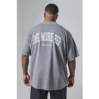 Mens Plus Man Active Gym Oversized Overdyed Rep T-shirt - Grau - XXL, Grau von boohooman