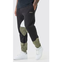 Mens Plus Man Colorblock Jogginghose - Khaki - XXXXL, Khaki von boohooman