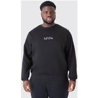 Mens Plus Man-Dash Rundhals Sweatshirt in Schwarz - XXL, Schwarz von boohooman