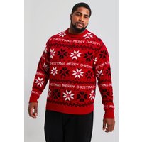 Mens Plus Merry Christmas Pullover - Rot - XXXXL, Rot von boohooman