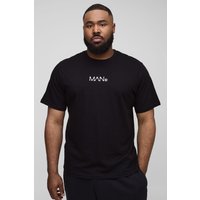 Plus T-Shirt mit Original Man-Print - Schwarz - XXXL, Schwarz von boohooman