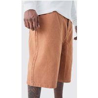 Mens Plus Overdyed Denim Jorts - caramel - 40, caramel von boohooman