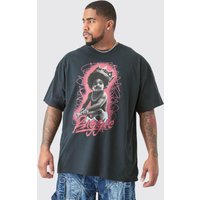 Mens Plus Oversize Biggie License T-shirt Black - Schwarz - XXXL, Schwarz von boohooman